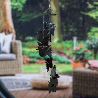 Alternate image for Whimsical Hand-Carved Natural Black Onyx Dove-Themed Mobile Feathers to Midnight