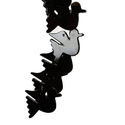 Alternate image for Whimsical Hand-Carved Natural Black Onyx Dove-Themed Mobile Feathers to Midnight