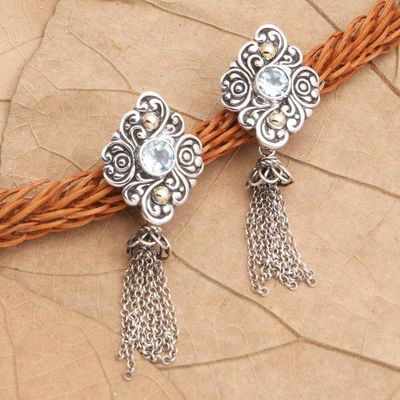Primary image for Artisan Crafted Blue Topaz Earrings Perfect Swing