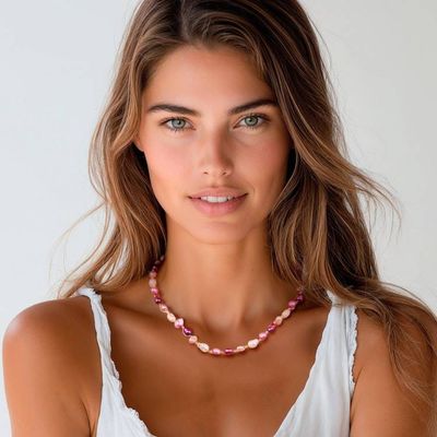 Alternate image for Beaded Necklace with Purple Pink Grey White Cultured Pearls Sweet Elegance