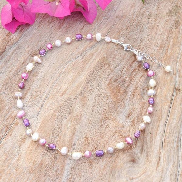 Alternate image for Beaded Necklace with Purple Pink Grey White Cultured Pearls Sweet Elegance