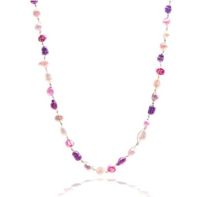 Alternate image for Beaded Necklace with Purple Pink Grey White Cultured Pearls Sweet Elegance