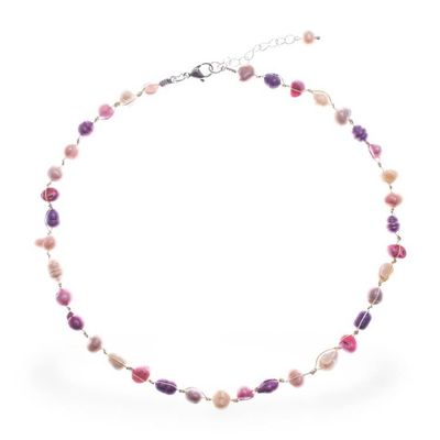 Alternate image for Beaded Necklace with Purple Pink Grey White Cultured Pearls Sweet Elegance