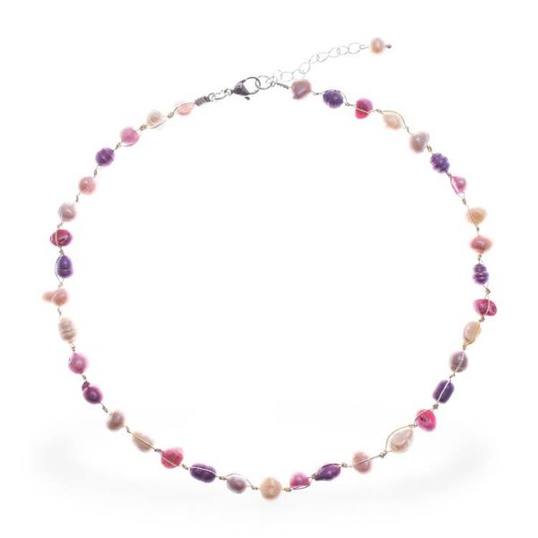 Alternate image for Beaded Necklace with Purple Pink Grey White Cultured Pearls Sweet Elegance