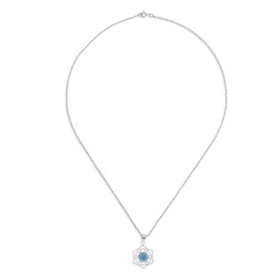 Alternate image for High-Polished Floral Recon Turquoise Pendant Necklace Frozen Peace