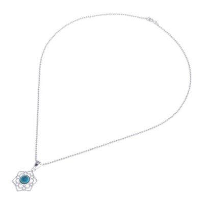 Alternate image for High-Polished Floral Recon Turquoise Pendant Necklace Frozen Peace