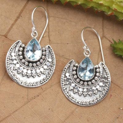 Primary image for Traditional Balinese Two-Carat Blue Topaz Dangle Earrings Splendor of the Loyal