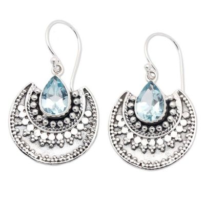 Alternate image for Traditional Balinese Two-Carat Blue Topaz Dangle Earrings Splendor of the Loyal