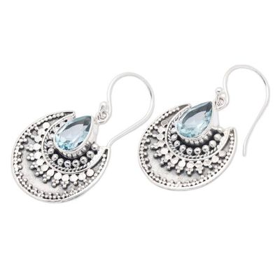 Alternate image for Traditional Balinese Two-Carat Blue Topaz Dangle Earrings Splendor of the Loyal