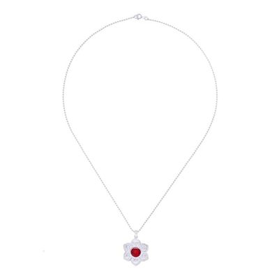 Alternate image for Natural Carnelian and Sterling Silver Floral Necklace Chakra Fiery Spirit