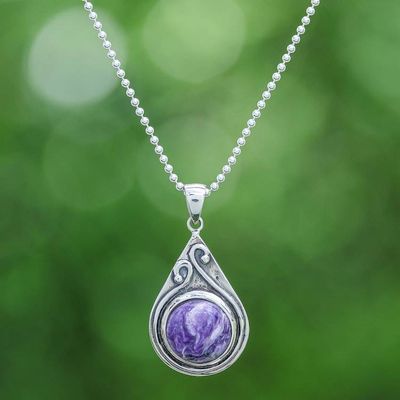 Primary image for Polished and Oxidized Natural Charoite Pendant Necklace Waves of Change