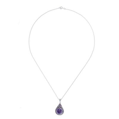 Alternate image for Polished and Oxidized Natural Charoite Pendant Necklace Waves of Change