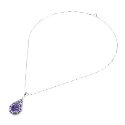Alternate image for Polished and Oxidized Natural Charoite Pendant Necklace Waves of Change