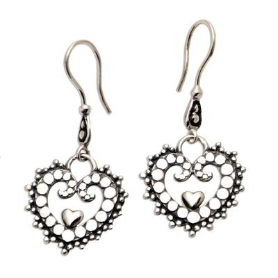 Primary image for Sterling Silver Heart Earrings from Bali Jawan Love