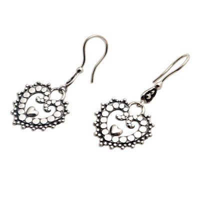 Alternate image for Sterling Silver Heart Earrings from Bali Jawan Love
