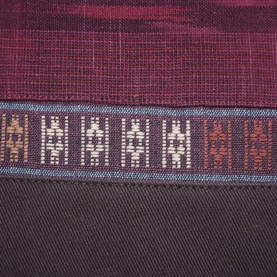 Alternate image for Thai Handwoven Cotton Shoulder Bag with Leather Accents Northern Thai Charm