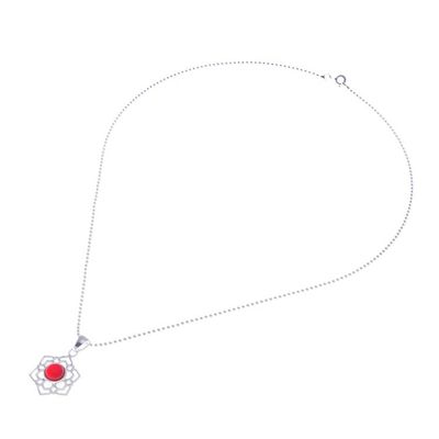 Alternate image for High-Polished Floral Natural Carnelian Pendant Necklace Frozen Courage