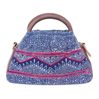 Alternate image for Hmong Style Batik Handbag with Leather Trim Hmong Highlands