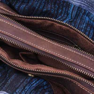 Alternate image for Leather and Cotton Batik Handbag or Shoulder Bag Hmong Crossroads