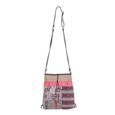 Alternate image for Leather-Accented Patchwork Sling Bag Intermission in Red