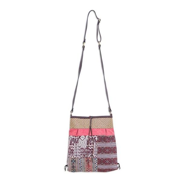 Alternate image for Leather-Accented Patchwork Sling Bag Intermission in Red