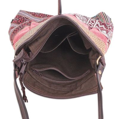 Alternate image for Leather-Accented Patchwork Sling Bag Intermission in Red