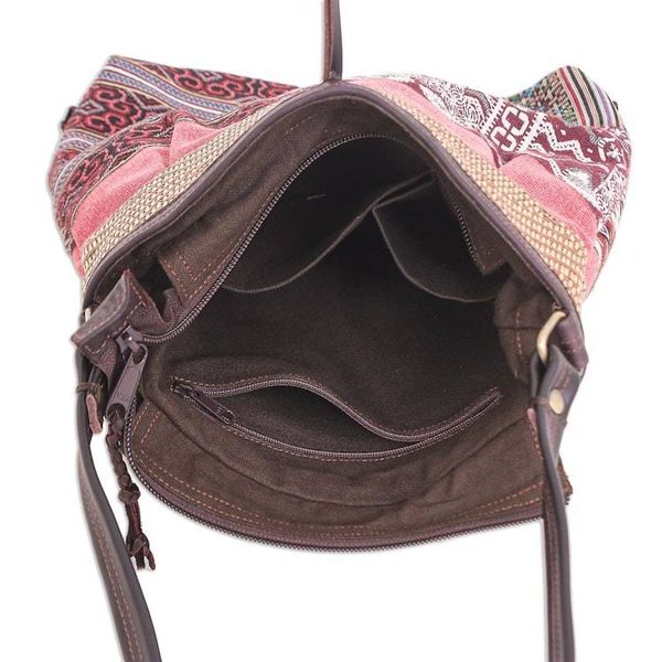 Alternate image for Leather-Accented Patchwork Sling Bag Intermission in Red