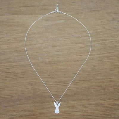 Alternate image for Sterling Silver Rabbit Pendant Necklace from Thailand Inquisitive Rabbit