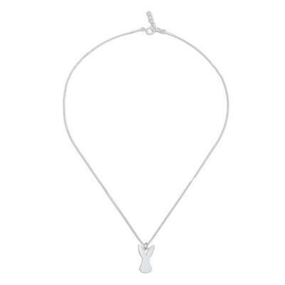Alternate image for Sterling Silver Rabbit Pendant Necklace from Thailand Inquisitive Rabbit