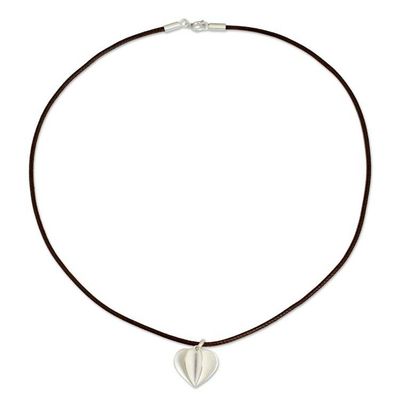 Alternate image for Thai Silver Pendant Necklace Modern Heart