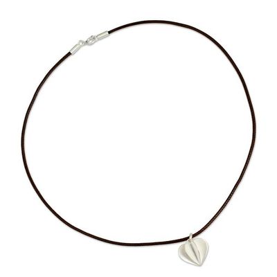 Alternate image for Thai Silver Pendant Necklace Modern Heart