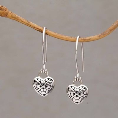Alternate image for Paw Print Heart-Shaped Sterling Silver Earrings from Bali Paw Hearts