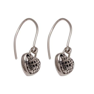 Alternate image for Paw Print Heart-Shaped Sterling Silver Earrings from Bali Paw Hearts