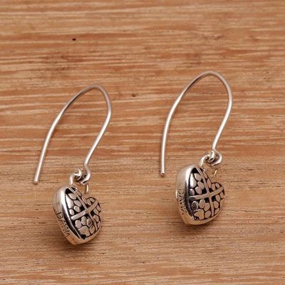 Alternate image for Paw Print Heart-Shaped Sterling Silver Earrings from Bali Paw Hearts