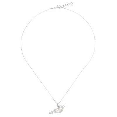Alternate image for Curl Pattern Sterling Silver Bird Pendant Necklace Curling Feathers
