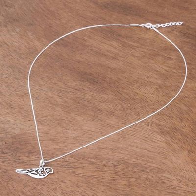 Alternate image for Curl Pattern Sterling Silver Bird Pendant Necklace Curling Feathers
