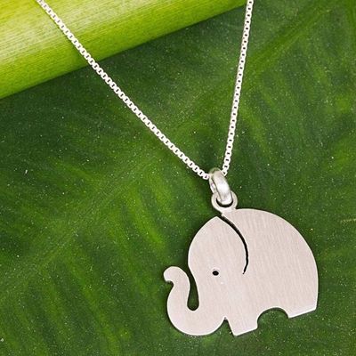 Primary image for Sterling Silver Simple Elephant Pendant Necklace Thailand Curious Elephant