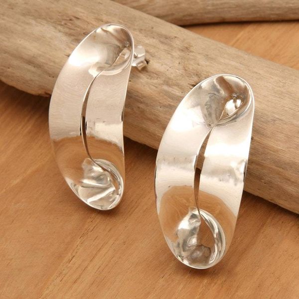 Alternate image for High-Polished Abstract Sterling Silver Drop Earrings Dazzling Balance