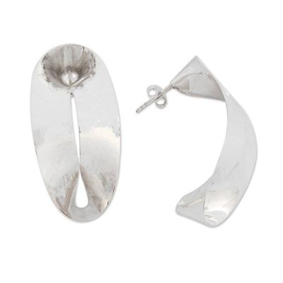 Alternate image for High-Polished Abstract Sterling Silver Drop Earrings Dazzling Balance