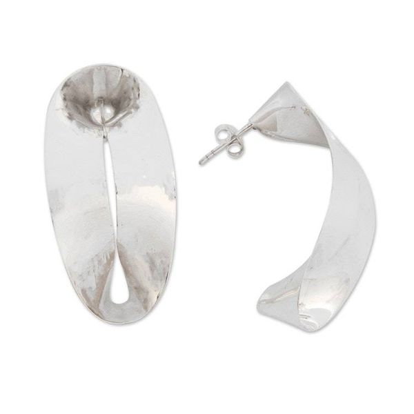 Alternate image for High-Polished Abstract Sterling Silver Drop Earrings Dazzling Balance
