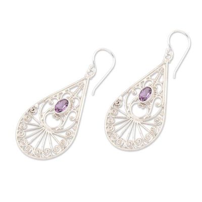 Alternate image for Amethyst and Sterling Silver Dangle Earrings from Bali Divine Tears
