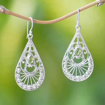 Alternate image for Peridot and Sterling Silver Dangle Earrings from Bali Divine Tears