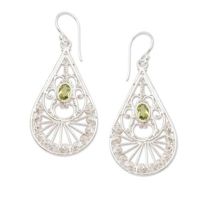Alternate image for Peridot and Sterling Silver Dangle Earrings from Bali Divine Tears