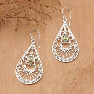 Alternate image for Peridot and Sterling Silver Dangle Earrings from Bali Divine Tears