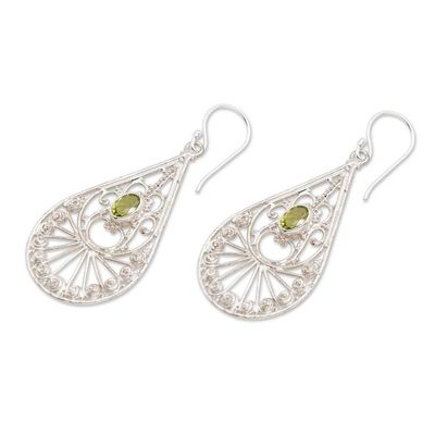 Alternate image for Peridot and Sterling Silver Dangle Earrings from Bali Divine Tears