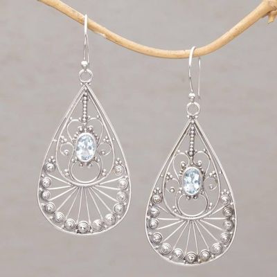 Primary image for Blue Topaz and Sterling Silver Dangle Earrings from Bali Divine Tears