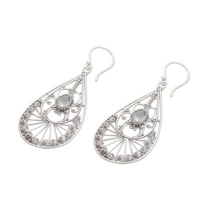 Alternate image for Blue Topaz and Sterling Silver Dangle Earrings from Bali Divine Tears