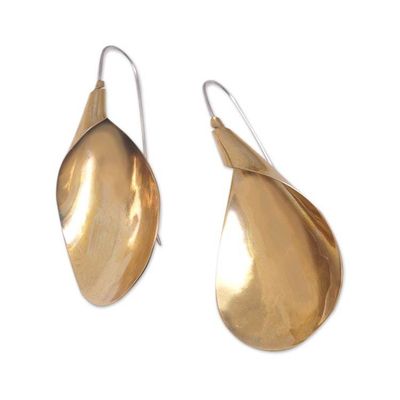 Alternate image for Polished Brass Drop Earrings with Stainless Steel Hooks Radiant Thoughts