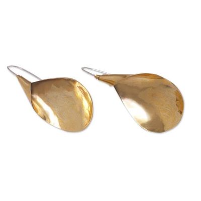 Alternate image for Polished Brass Drop Earrings with Stainless Steel Hooks Radiant Thoughts