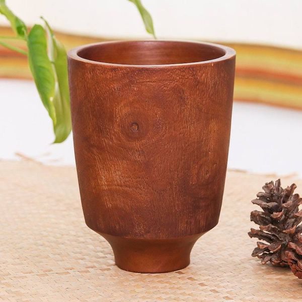 Alternate image for Handcrafted Minimalist Brown Mango Wood Decorative Vase Chocolate Beauty